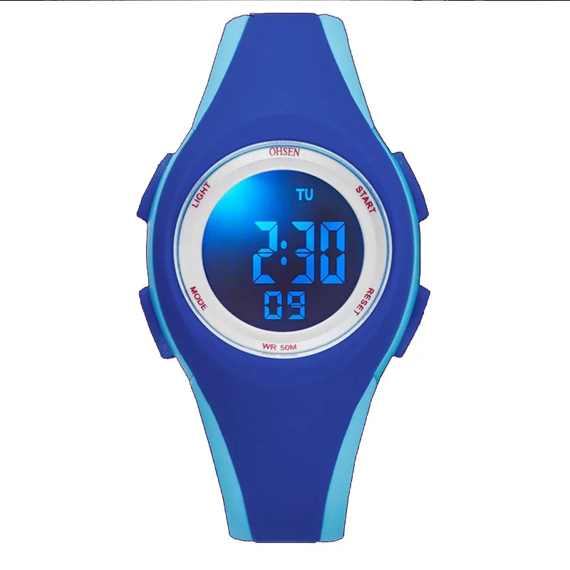 Orologi sportivi per bambini 50M orologio da polso elettronico in Silicone mimetico impermeabile cronometro orologio digitale per bambini per