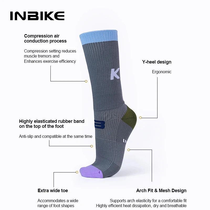 Inbike Cycling Man Socks High Elasticity Not Tight Sports Socks Efficient Heat Dissipation Socks Professional Cycling Socks