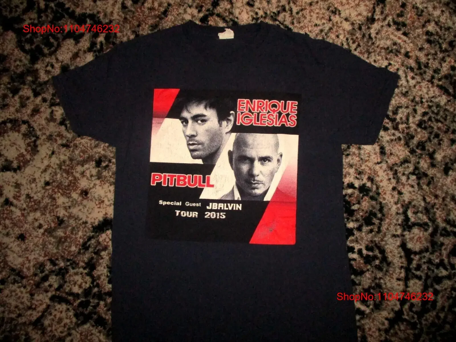 

ENRIQUE IGLESIAS PITBULL CONCERT T SHIRT JBalvin 2015 Tour Date Cities MEDIUM vintage Washed Stylish Comfortable Slightly