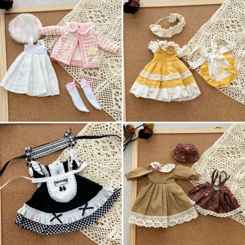 

1/6 BJD Doll Clothes Fashion Outfit Set Pretty Casual Dress Hat 30cm Princess Doll Replacement Clothing Girl Toy Holiday Gift
