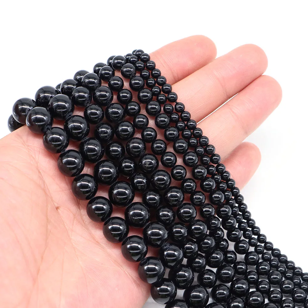 4 6 8 10mm Natural Crytsal Stone Black Tourmaline Round Loose Spacer Gemstone Accessories For Making Handicrafts Jewelry Gifts - Image 6
