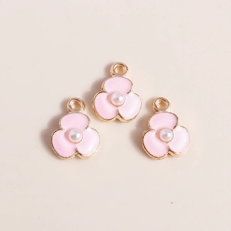 Duarte 20 Teile/los Nette Rosa Farbe Emaille Blume Charms Anhänger für Schmuck Machen DIY Ohrringe Halsketten Armbänder Zubehör – Detail 20