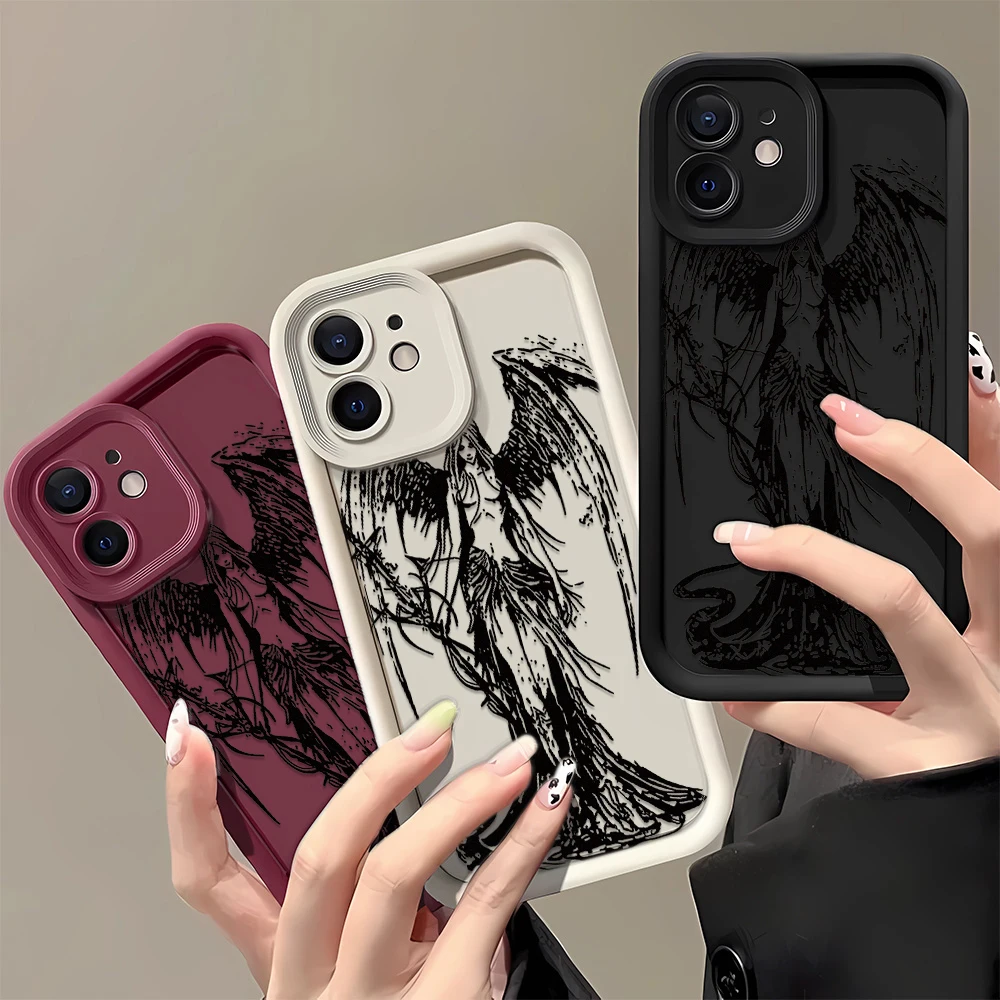 

Death Demon Black Angel Deluxe Phone Case for iPhone16 15 14 13 12 11 Pro Max Plus SE Pro Case
