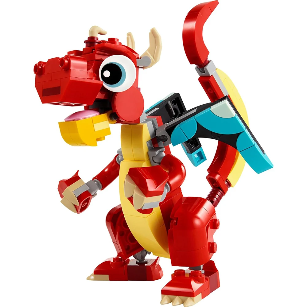 LEGO Creator 3 In 1 Red Dragon Toy, Transforms From Dragon Toy To Fish Toy To Phoenix Toy,  31145 Room Decoration