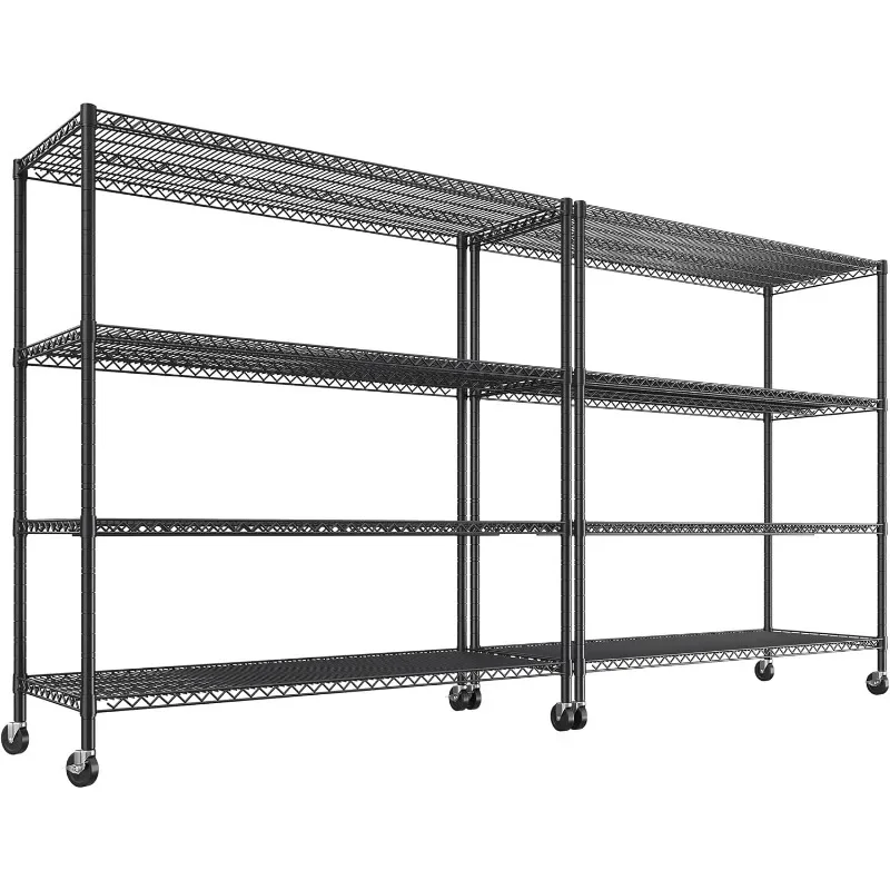 REIBII 55.5''W Storage Shelves 2500LBS Wire Shelving Rack with Wheels 75.6