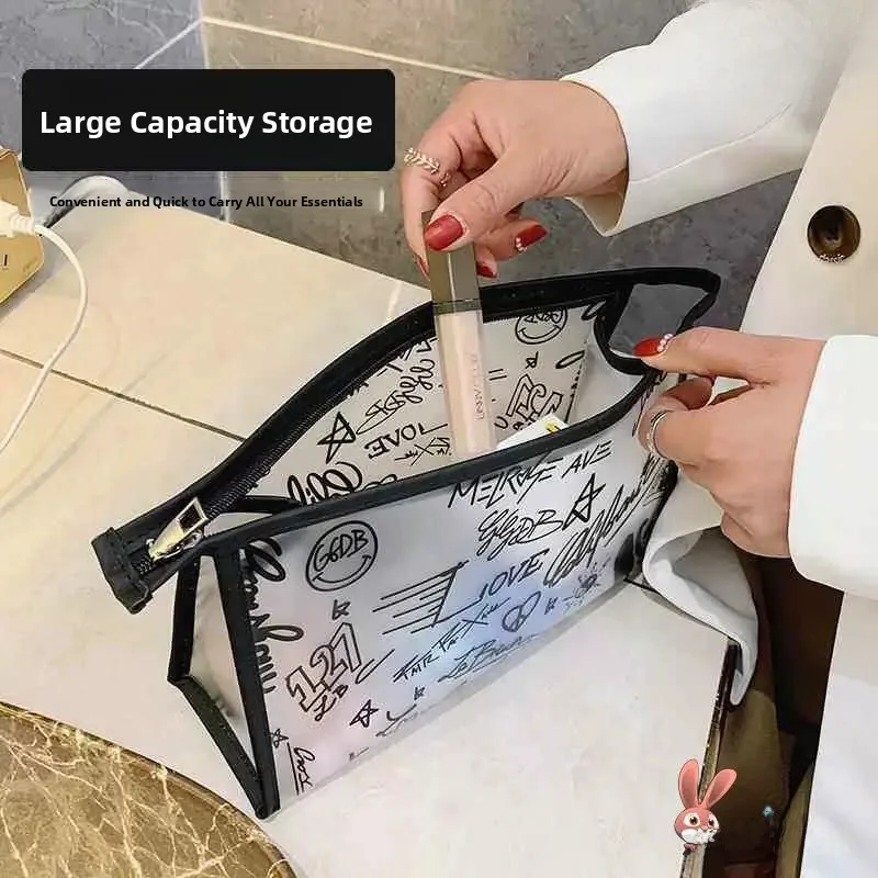 Large Capacity Portable Travel Makeup Bag Women's Graffiti Cosmetic Bag Storage Bag Waterproof Wash Bag for Outing