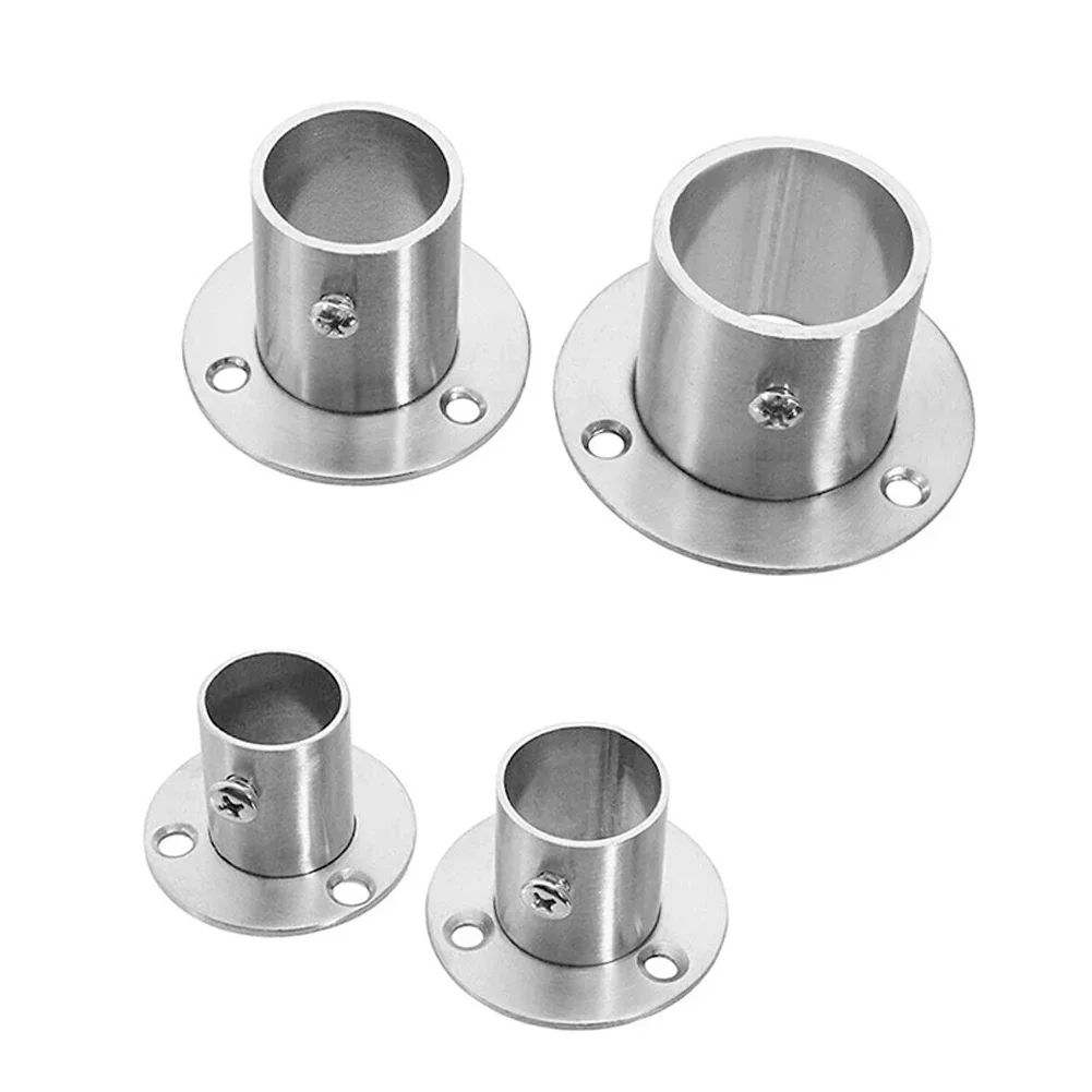 Stainless Steel Tube Support Closet Bar Stand Efficient Rod Pole Socket End Perfect for Wardrobe Railings and Display Racks