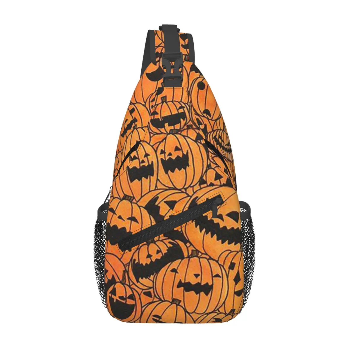 Ghost Pumpkin Halloween Chest Bag Men Sling Crossbody Backpack Chest Bag Traveling Hiking Daypack Shoulder Bag