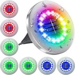 Solar Lights Outdoor with 16 LEDs, Bright Multi-Color Solar Ground Lights for Pathway Garden Yard Lawn Walkway Decorations