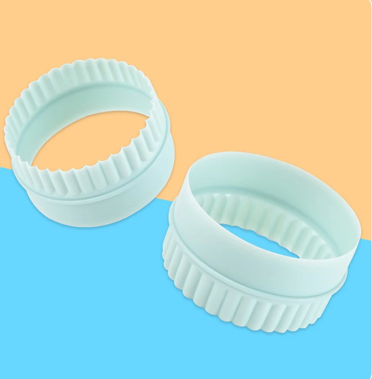 8pcs Round Light Green Wave Round Double-sided Cookie Cutters For Kitchen Cookie Tools ARJ019