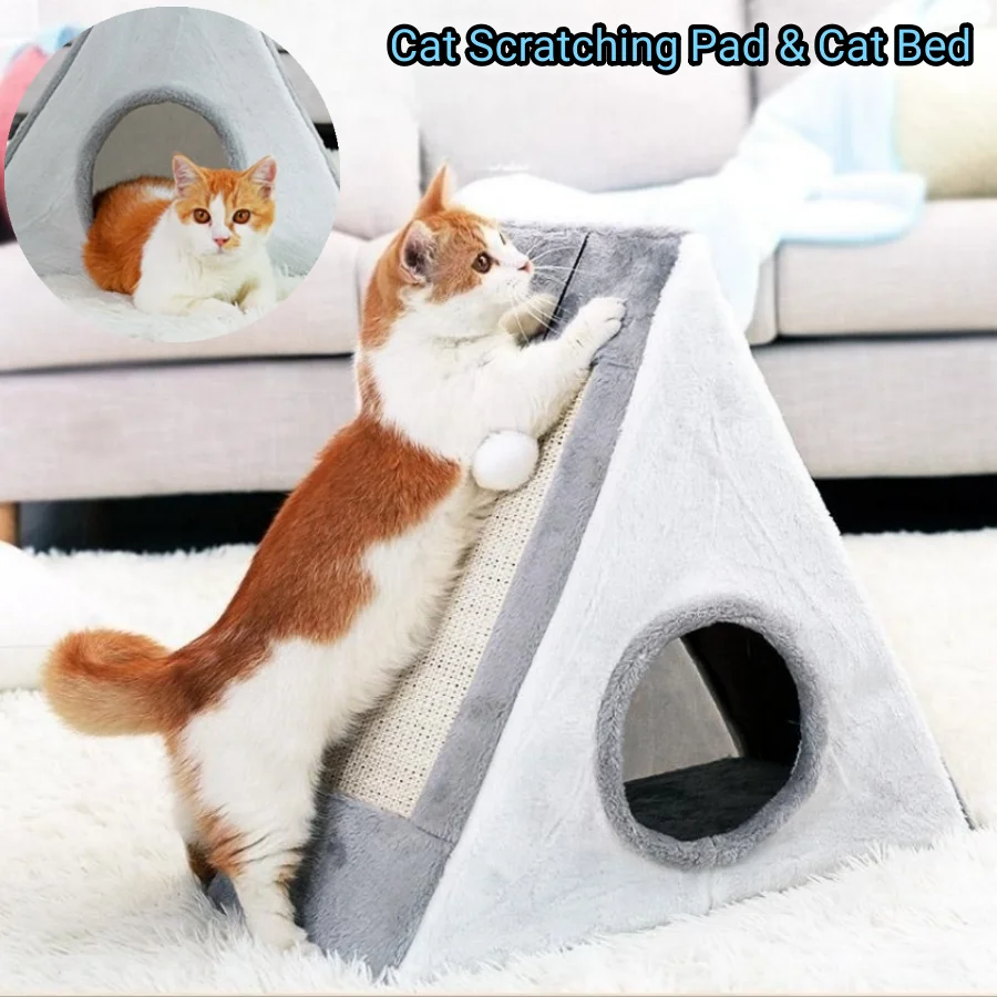 Creative Pet Cat Beds Sisal Rope Cat Scratching Pads Foldable Cat Kitten Nest With Ball Toys Cat Grind Claw Scratching Board