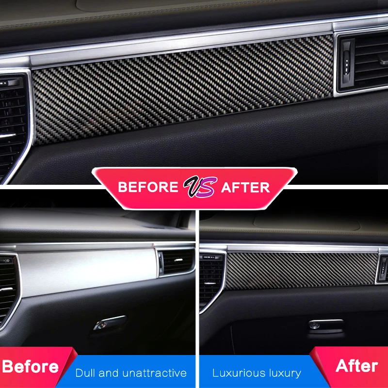 Car Styling For Porsche macan 2014-20 Carbon fiber Center Console Air outlet Dashboard Covers Stickers Interior Auto Accessories - Image 4