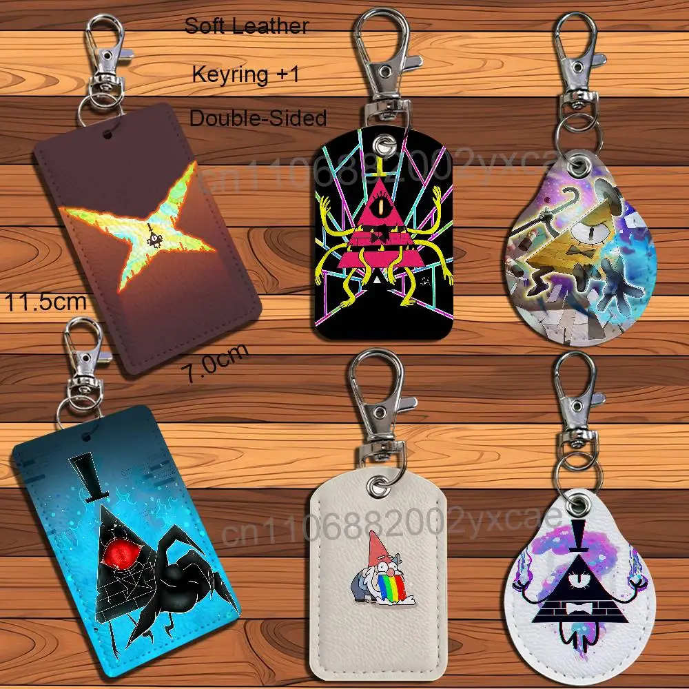 Character illustration Gravity Bill Cipher Holder For Bank Business Work Card Holder Student Card Case Bus Card Keychain