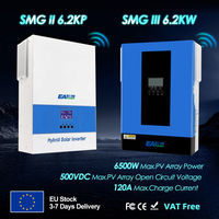 Easun Power Hybrid Solar Inverter 2KW 3.2KW 4KW 6.2KW 120A Mppt Charge 24V 48V 220V Pure Sine Wave Off Grid Wifi Inverter 500V