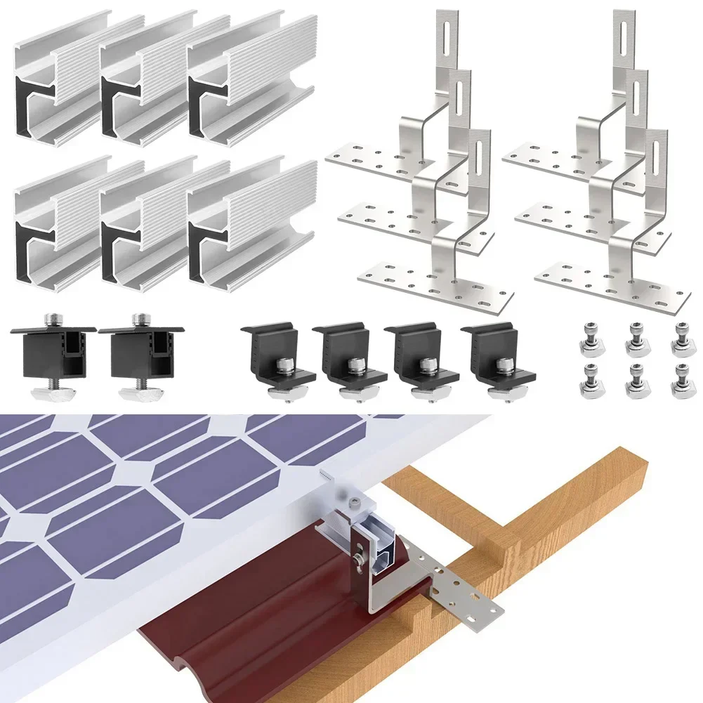 18pcs PV Solar Panels Roof Mounting Set Adjustable Middle Clip 30-50MM For Roof Hook Rail Bracket Photovoltaic Accessories