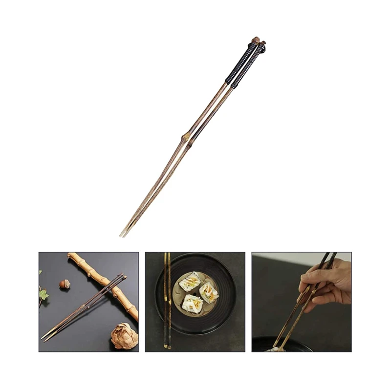 N85R-1 Pair Long Bamboo Chopstick Reusable Chopsticks Sushi Chopsticks Hot Pot Chopsticks Anti- Slip Chopsticks Tableware