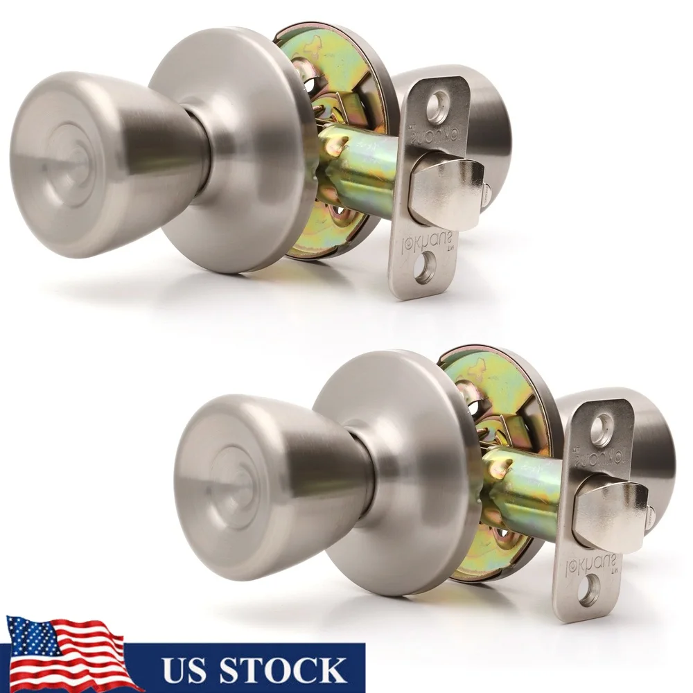

Passage Tulip Door Knobs Satin Nickel Set of 2 Adjustable Latch Backset Easy Installation Complete Hardware Included