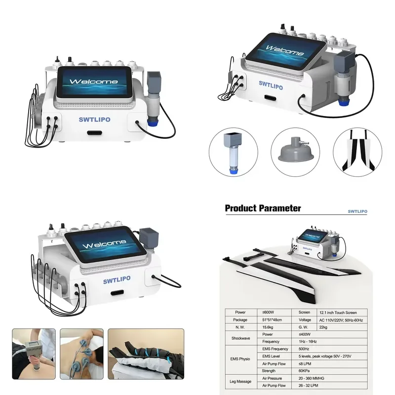 High Power Physiotherapy Shock Wave Machine with EMS Pressotherapy for Body Muscle Relaxation for Clinic and Salon