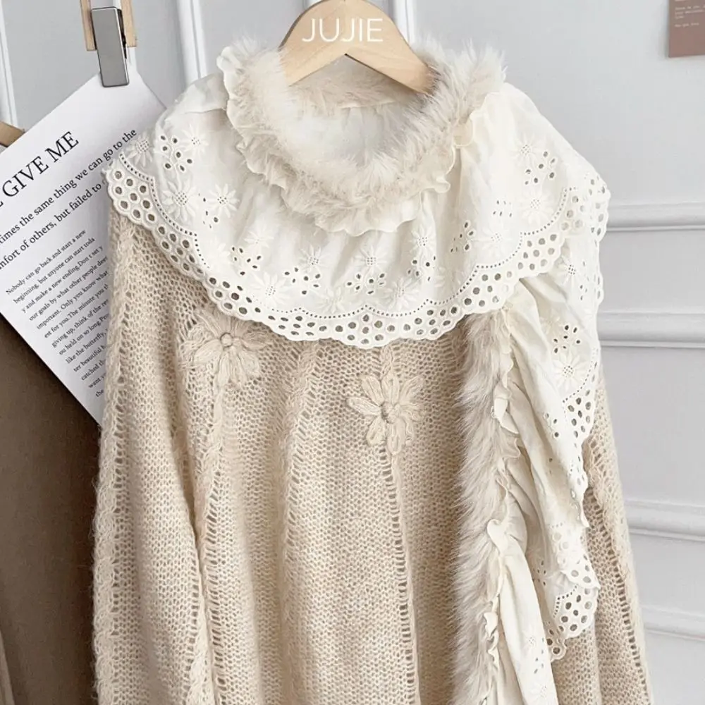 

Милый кружевной шарф Y2k, теплая шаль для пикантной девушки, утепленные зимние шарфы в корейском стиле для девочек