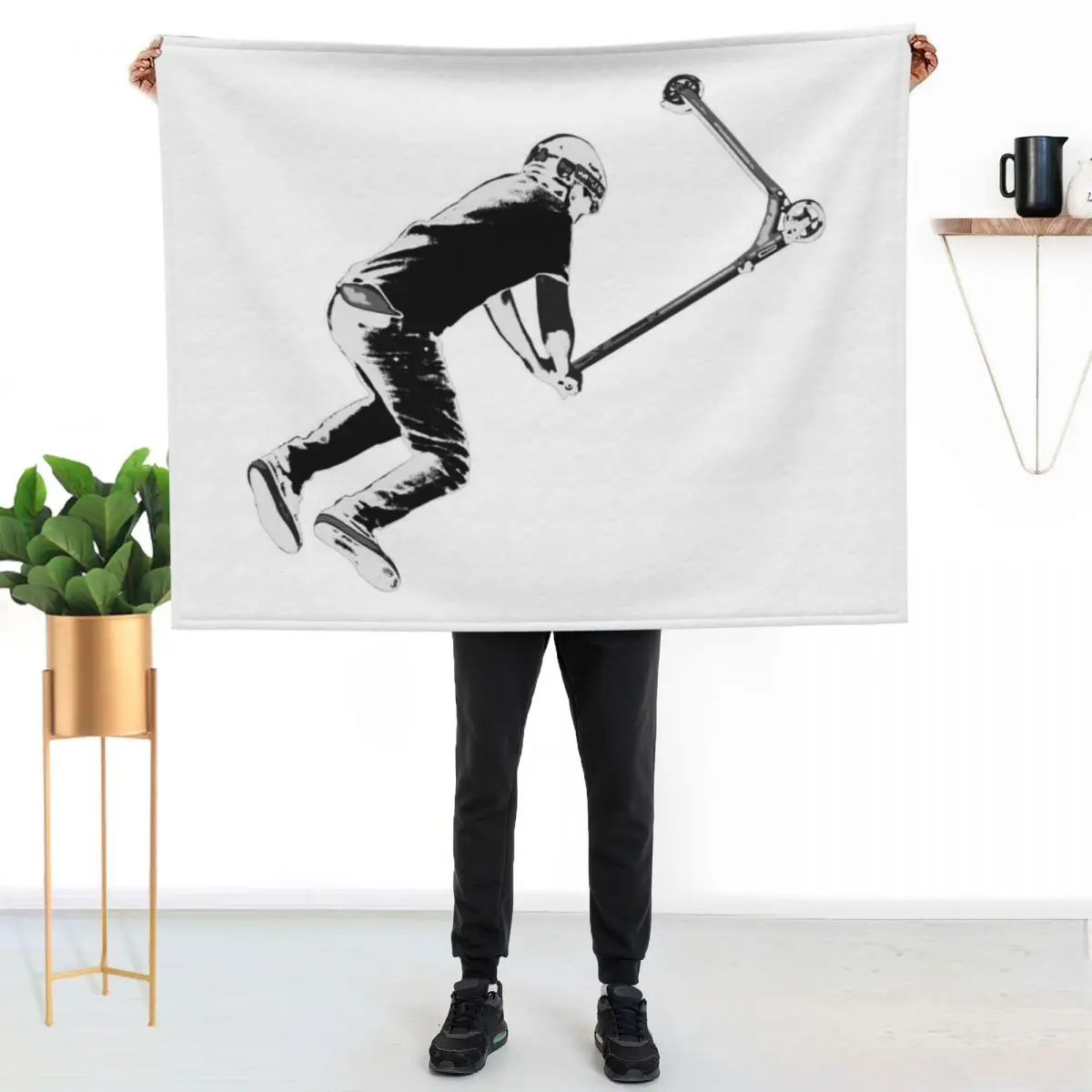 Holding On! - Stunt Scooter Move Throw Blanket christmas gifts for babies Large christmas decoration funny gift Sofas Blankets