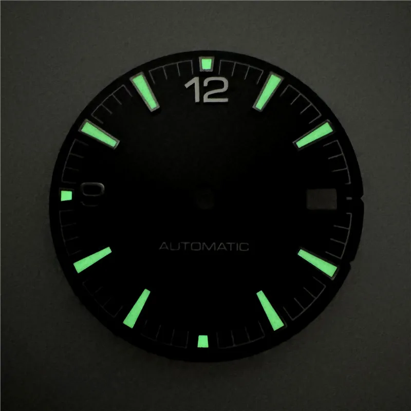 No LOGO 28.5mm Nh35 Watch Dial With Blue Bgw9  Green C3 Bright Luminous For Crown At 3 3.8 Nh35A Face Movement Accessories