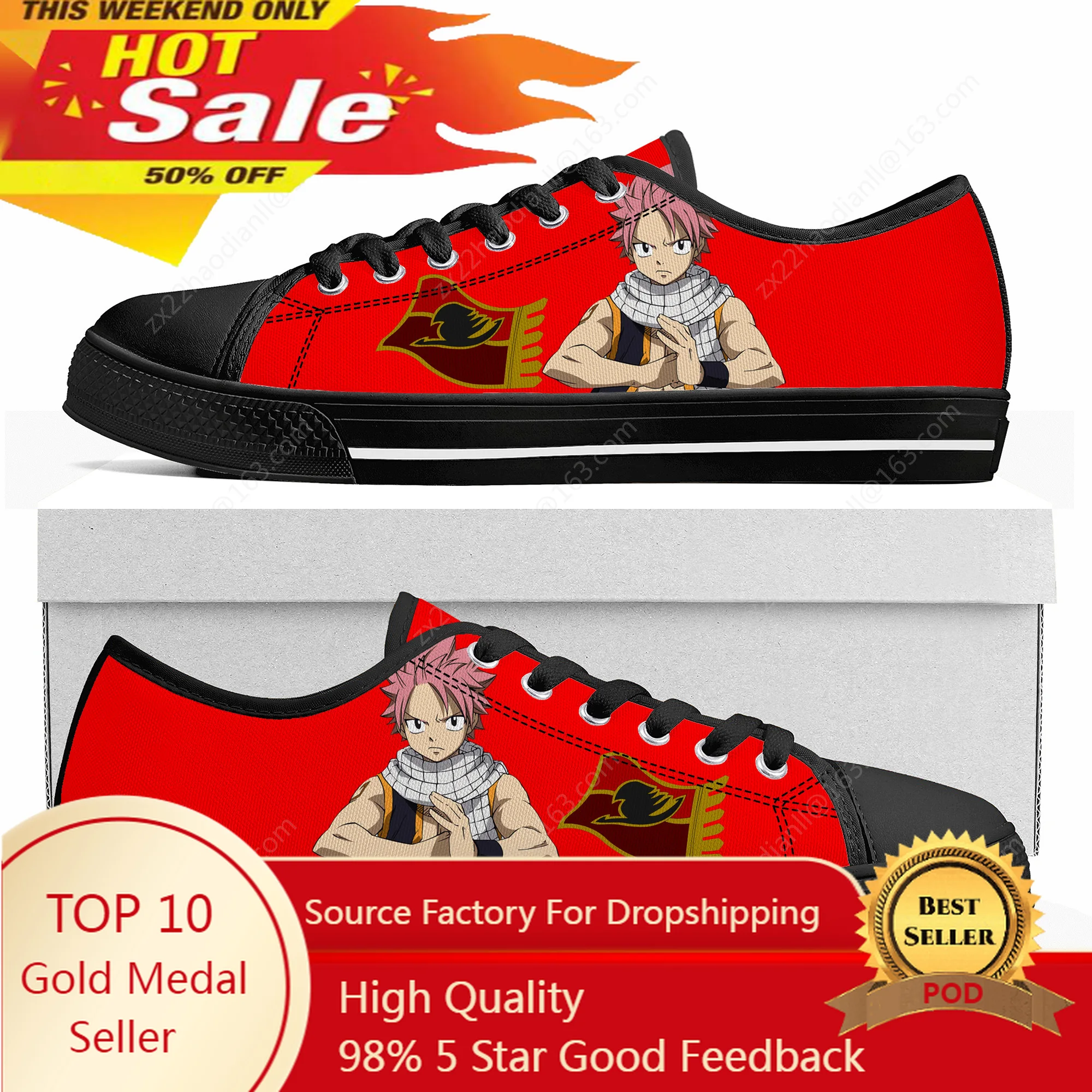 

Fairy Tail Natsu Dragneel Low Top Sneakers Mens Womens Teenager Canvas High Quality Sneaker Casual Couple Shoes Custom Shoe