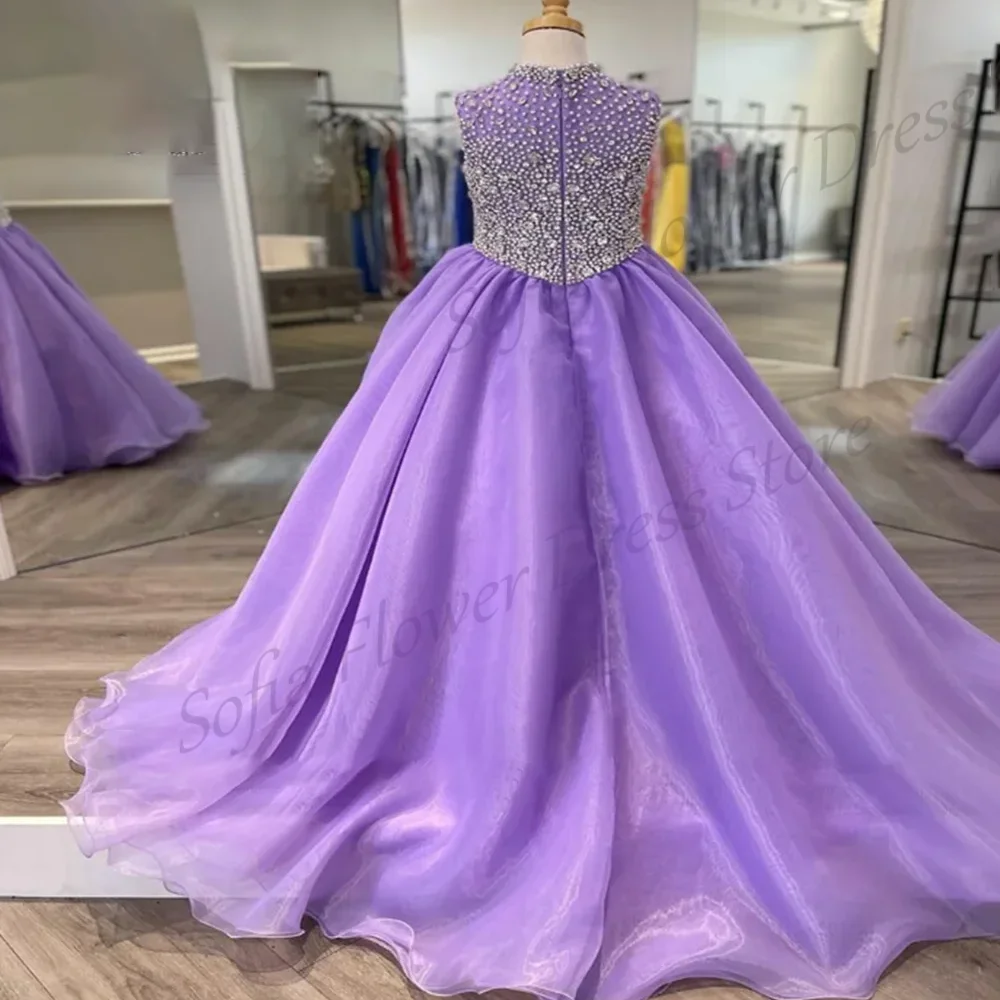 

Purple Sequined Flower Girl Dresses A-Line Sleeveless Gorgeous Dress For Wedding Birthday Party First Communion Gowns Customized