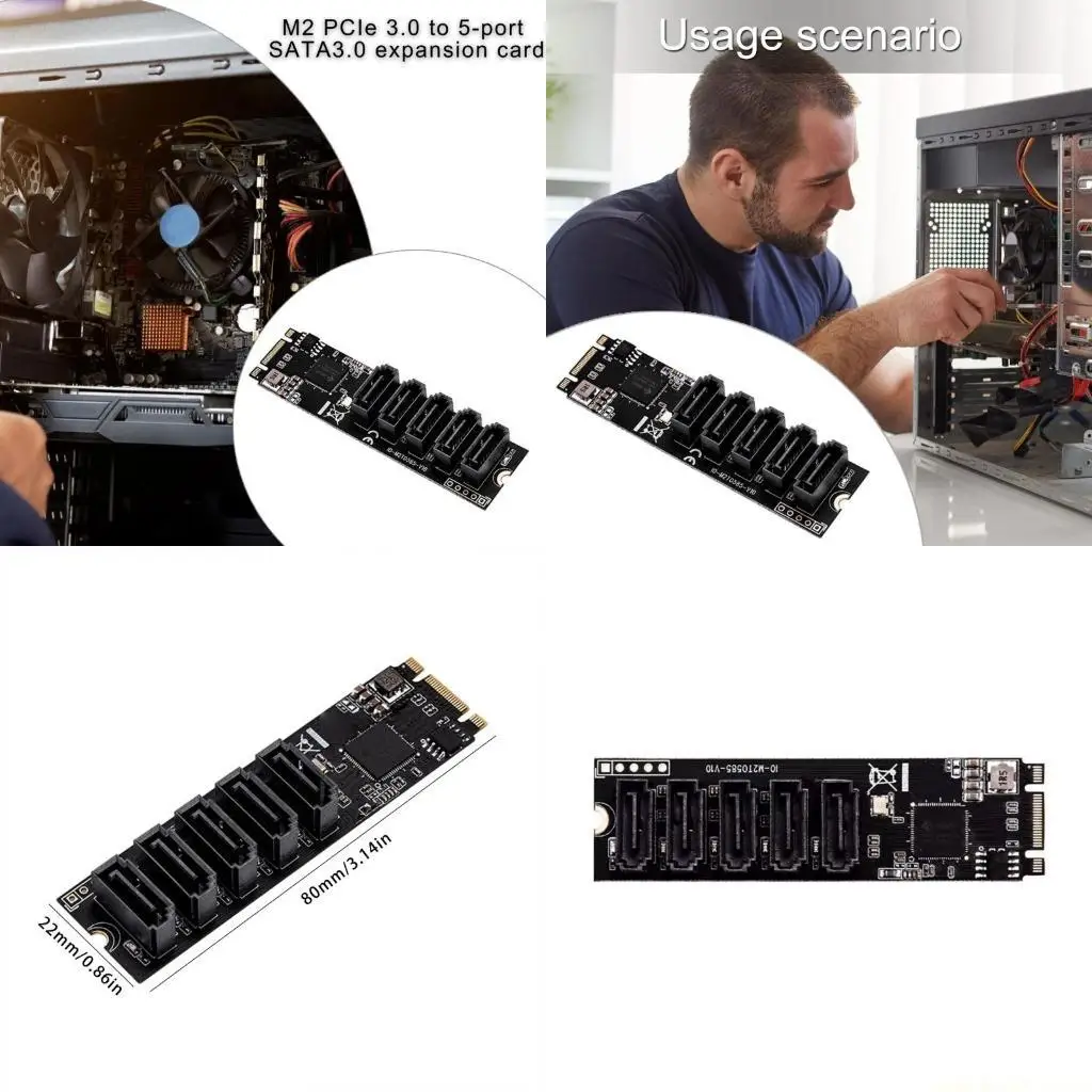 

Convenient M.2 PCIe3.0 to SATA3.0 Storage Expansion Card for Desktop PC