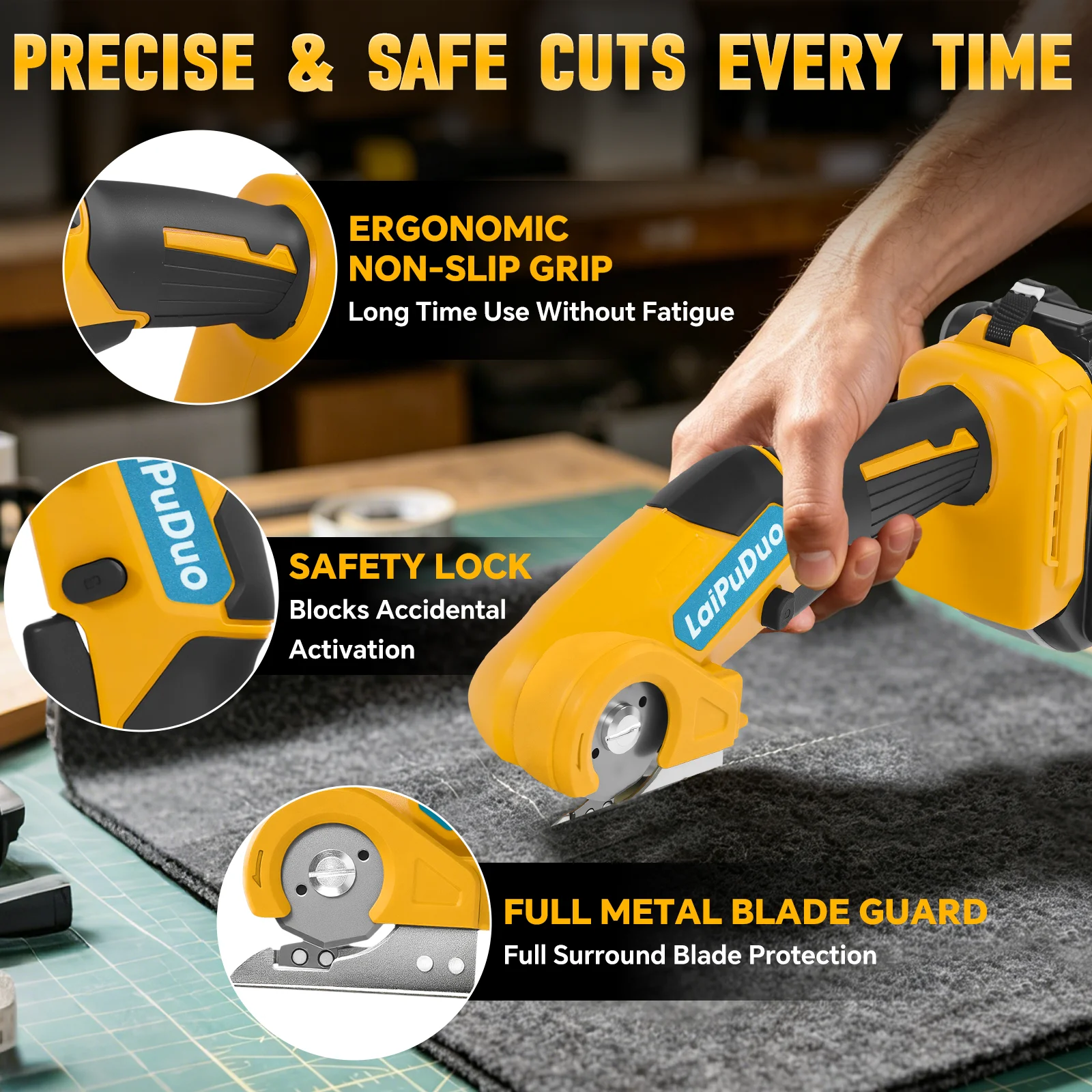 Cordless Electric Scissors 300RPM Cardboard Cutter Fabric Carpet Leather Carton DIY Cutting Tool for Dewalt 20V Battery Pin view 5