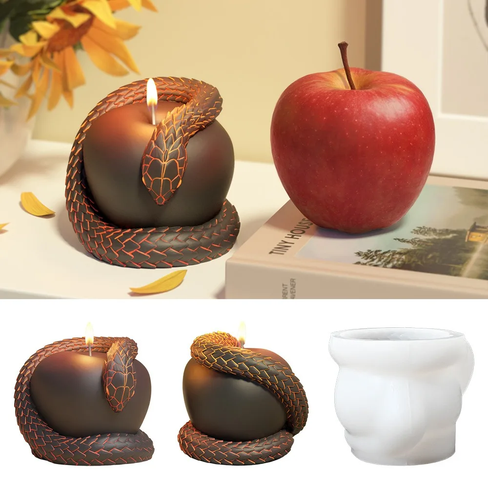 

Scented Candles Apple Shape Silicone Mold DIY Handmade Gift Making Aroma Diffuser Plaster Realistic Snake Design Home Decor