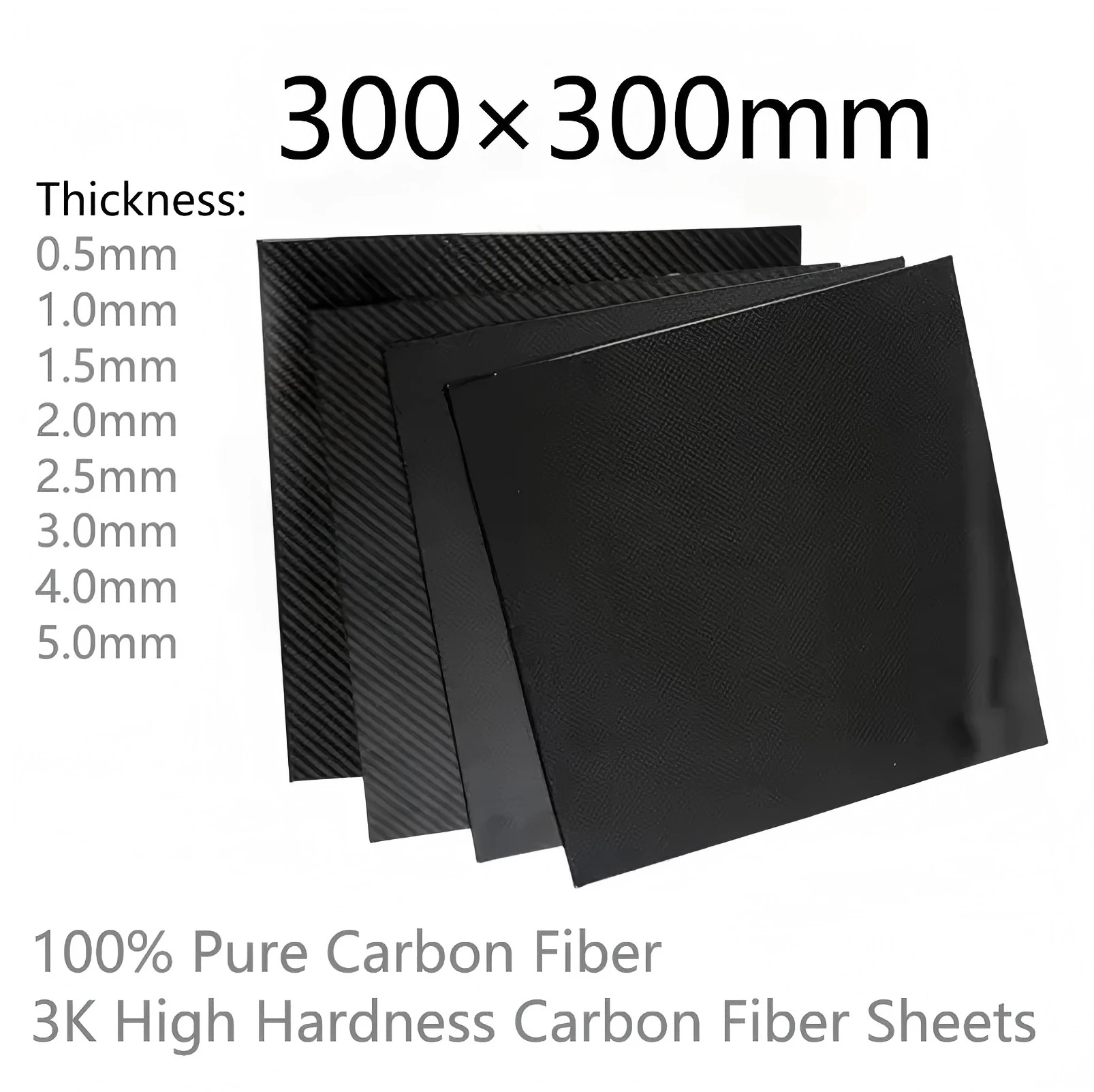 

300mm×300mm Real Carbon Fiber Plate Panel Sheets 0.5mm 1mm 1.5mm 2mm 3mm 4mm 5mm thickness Composite Hardness Material for RC