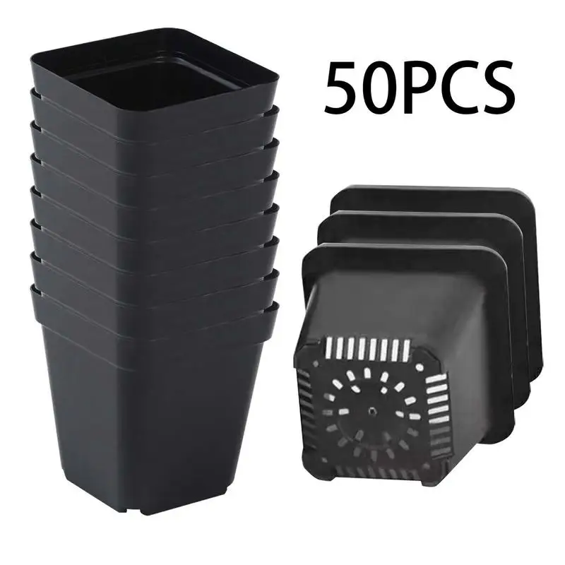 Pots For Seedlings 50pcs Square Reusable Seedling Cups Starter Pots Seedling Pots With Drainage Holes Gardening Kit Nursery Pot