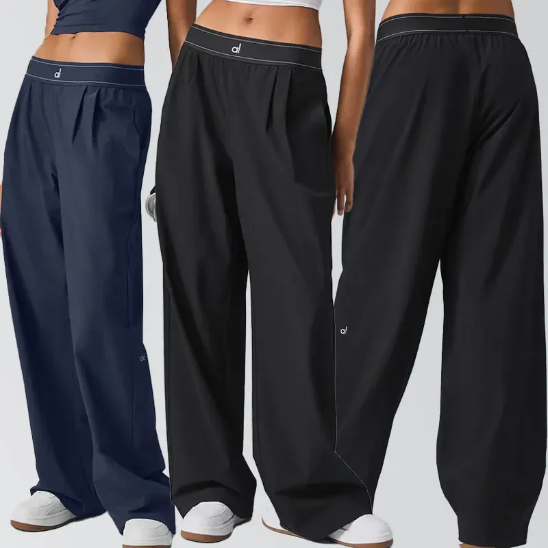 

LO Yoga women's suit pants front pleated loose straight leg elastic belt side lightweight fashion suit pants new style