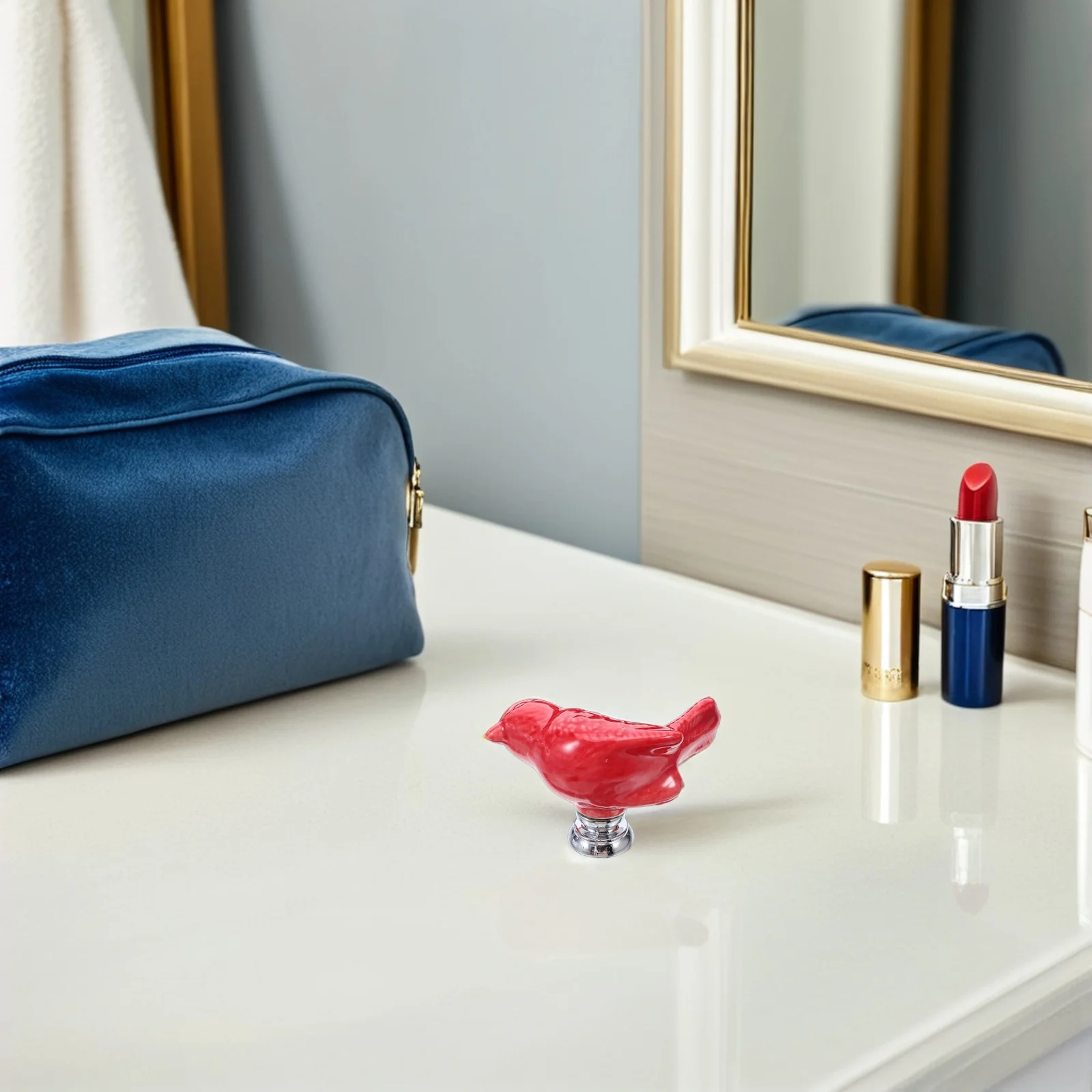 

2Pcs Ceramic Drawer Knobs Red Bird Shaped Handles for Kids Room Dresser Cabinet Pulls Nursery Furniture Decorative Knobs Kitchen