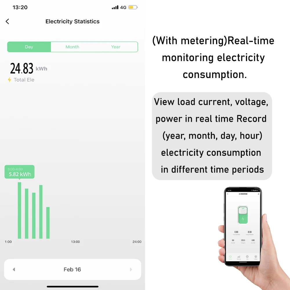 1P 1P + N WiFi Smart Circuit Breaker tensione energia potenza kWh Meter Time Relay Switch telecomando vocale di Tuya Smart Life App