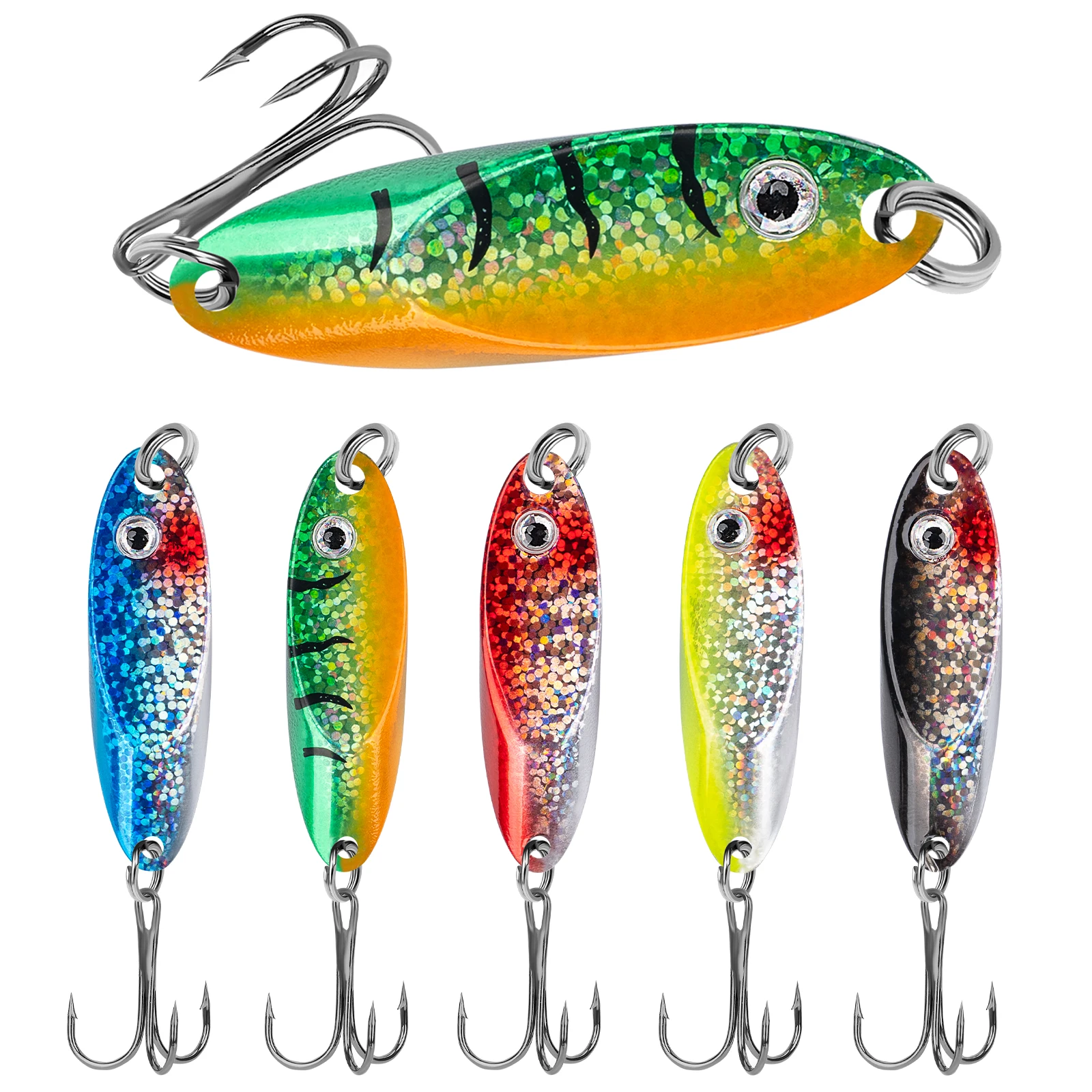 THKFISH 5pcs 14g 10g 7g 5g 3.5g Metal Spoon Trout Lures Artificial Hard Bait Spinner Sequins Sponns Lure For Pike Fishing