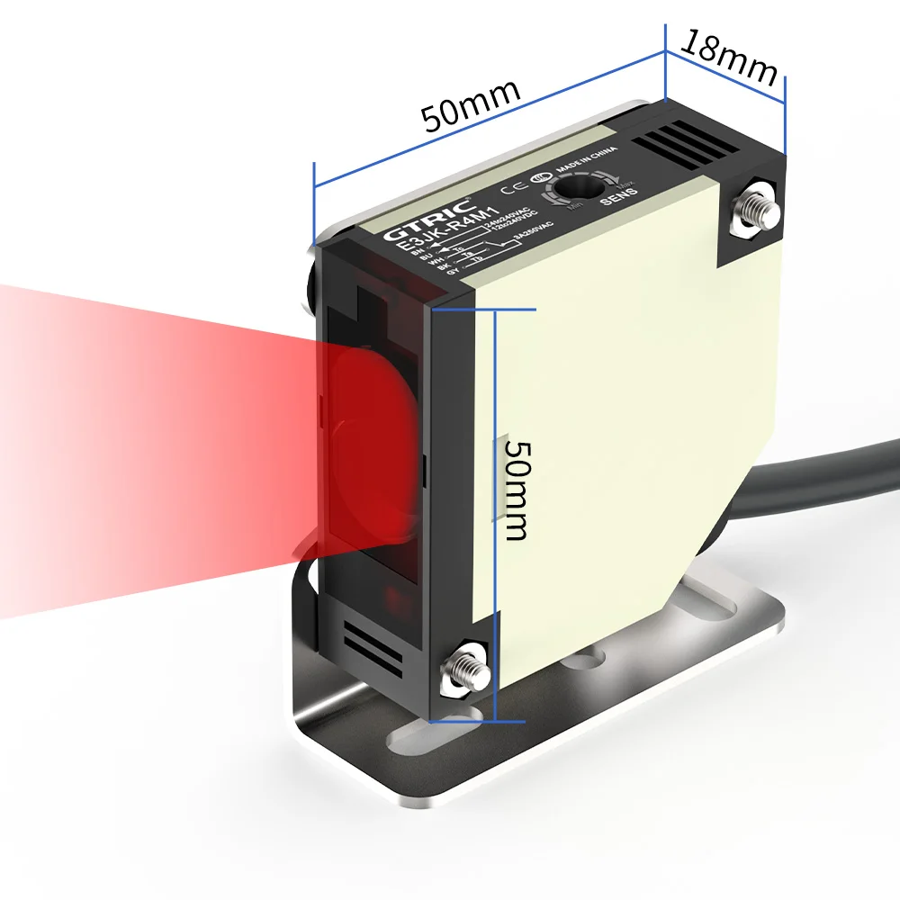 GTRIC Diffuse Reflection E3JK Photoelectric Sensor AC and DC Universal Sensing Distance 30CM Infrared Diffusion Optical Switch