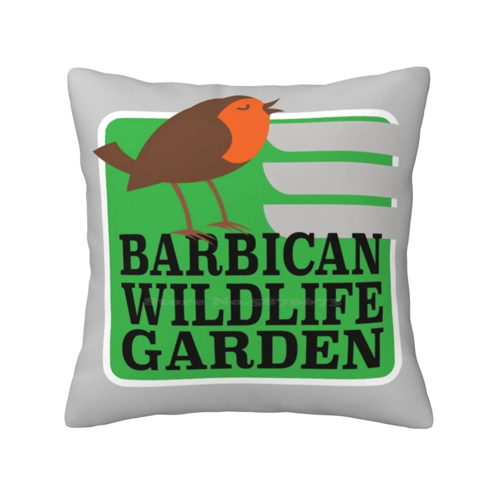 Zelma The Robin Funny Cute Decor Square Pillowcase Robin Zelma London City Nature Cheerful Bird Modern Barbican Wildlife Garden