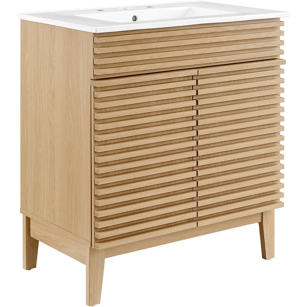 

Render 30" Bathroom Vanity With Sink in Oak White
