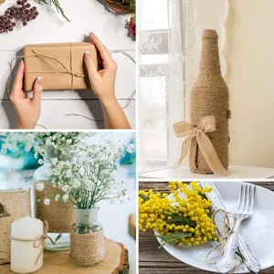 1mm 2mm natural do vintage juta corda corda corda corda corda serapilheira diy artesanato presente embrulho juta cânhamo jardinagem festa de casamento decoração 10 principais vendas absorvente cânhamo - №4