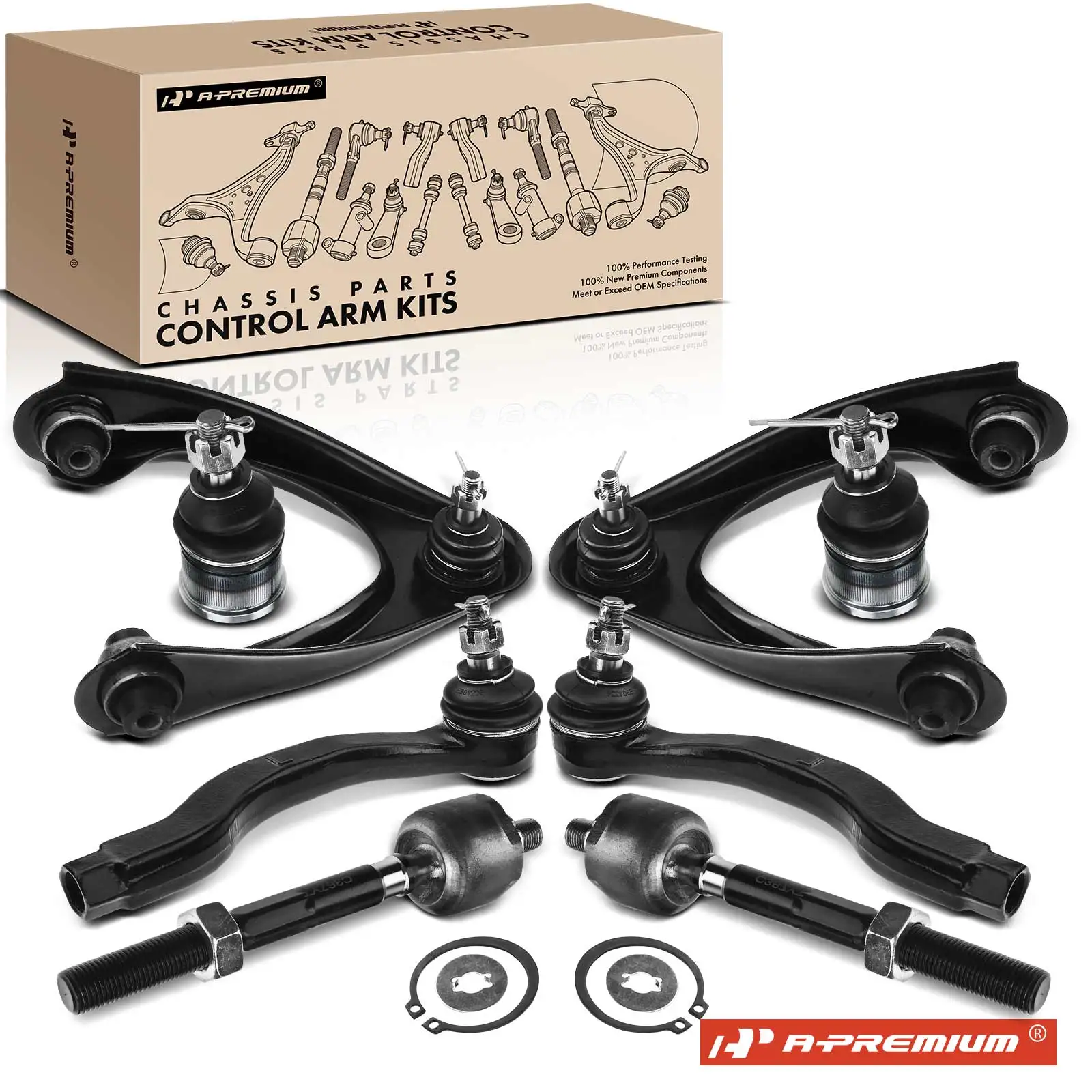 A-Premium 8x Front Control Arm w/Ball Joint Tie Rod End for Honda Civic 1996-2000