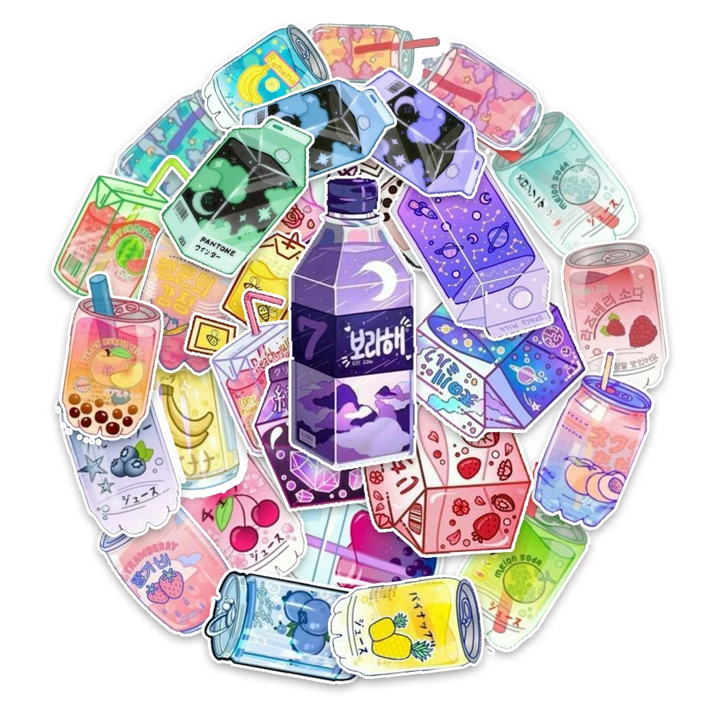 Cute Cartoon Drinks Mix Graffiti Stickers 30PCS Milk Beverage Guitar DIY Laptop Notebook Suitcase Sticker Festival Gift Toys