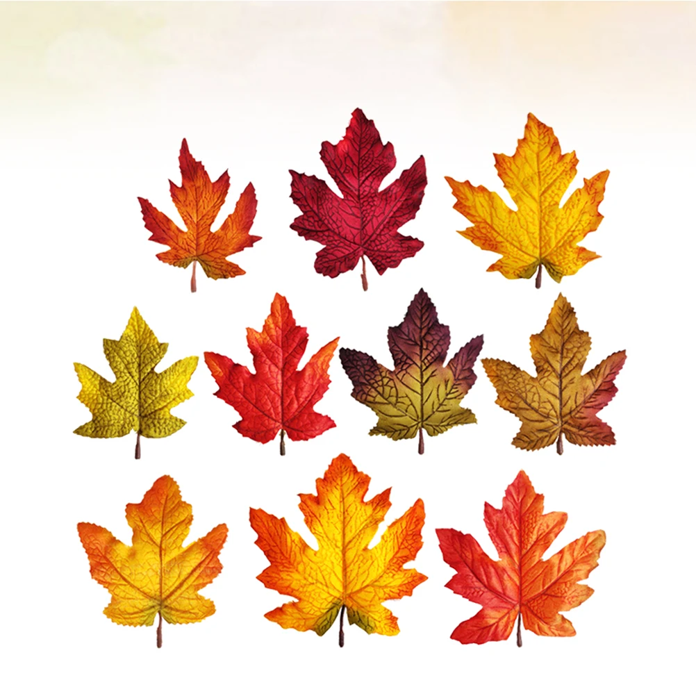 

40pcs Artificial Maple Leaf Decor For Home Autumn Leaves Party Decoration Faux Fall Leaves Festive Decorations
