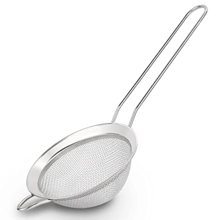 Fine Mesh Strainer, Stainless Steel Sieve Sifter with Hanle, Small Metal Strainer for Loose Tea, Juice, rink, Herbs, Mini Sifte