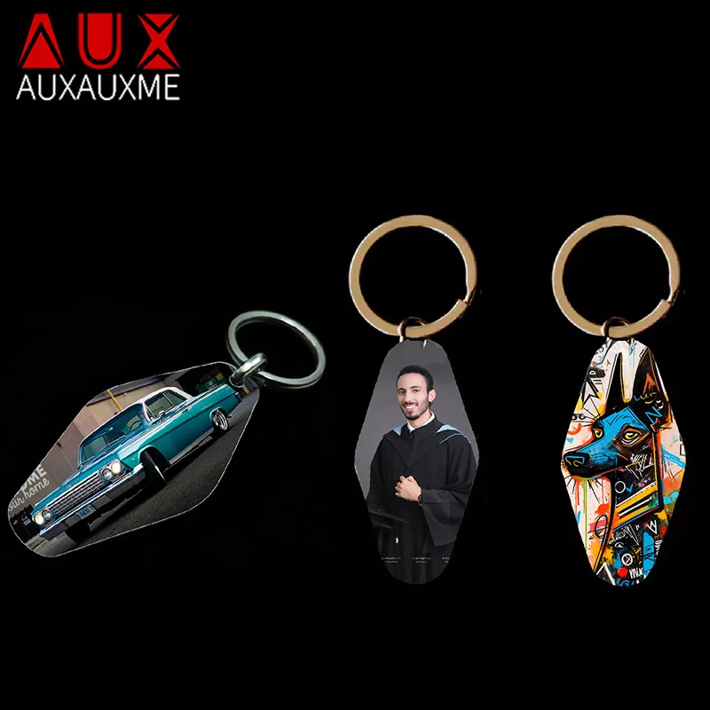 Auxauxme Custom Graffiti Car Graduation Keychain Stainless Steel Personalized Key Ring for Women Men School Club Gift