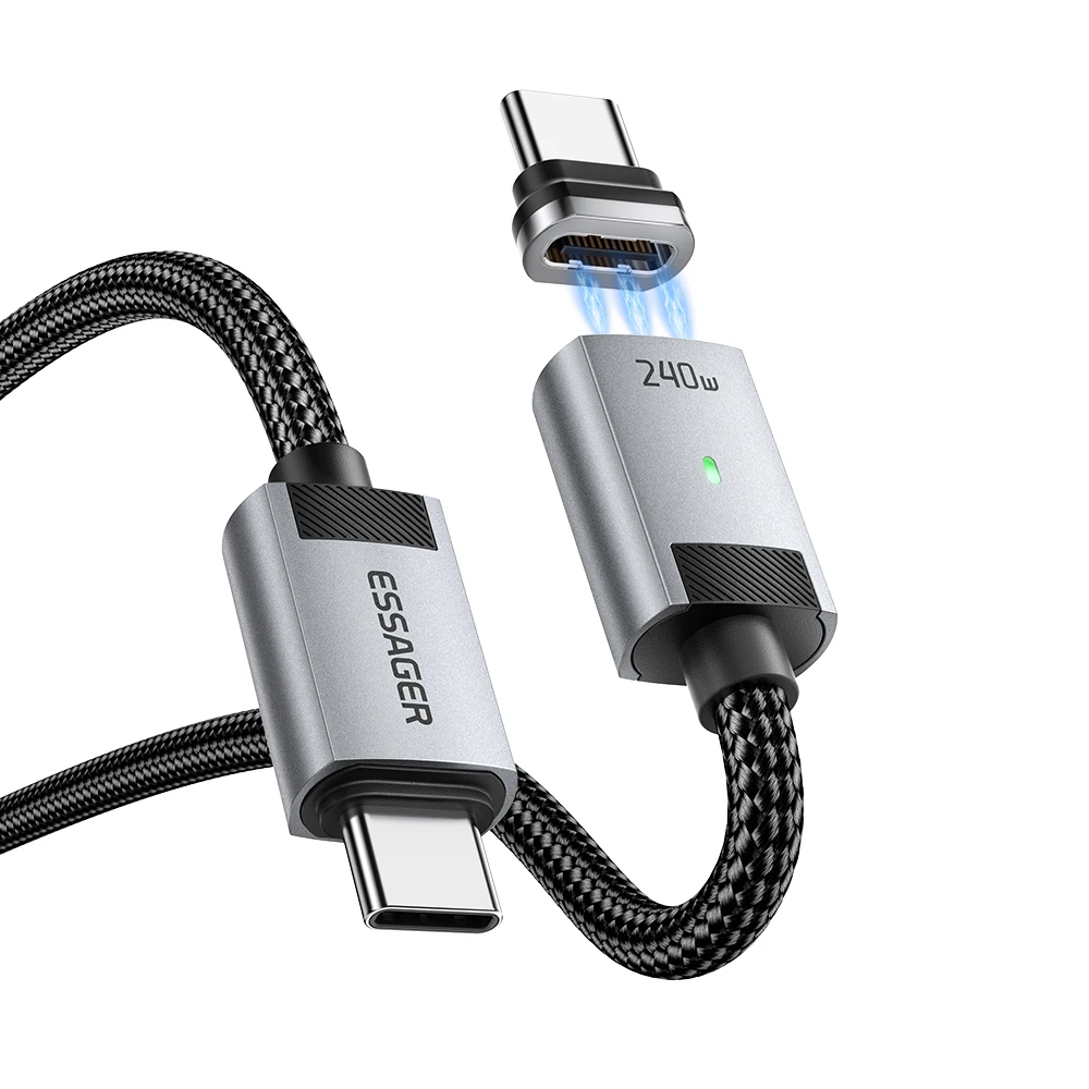 Essager USB-C Kabel 240W Magnetisches USB Typ-C Kabel PD 5A Schnelllade-Datenkabel für iPhone 17 Macbook Pro Xiaomi Huawei Samsung