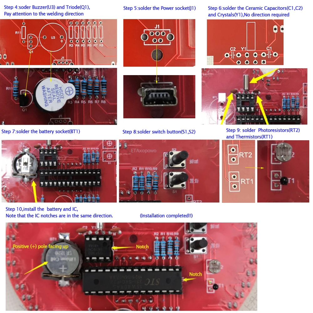 diy Electronic clock heart-shaped flash led love creative DIY sodering kit creative gifts time/temperature display for beginner