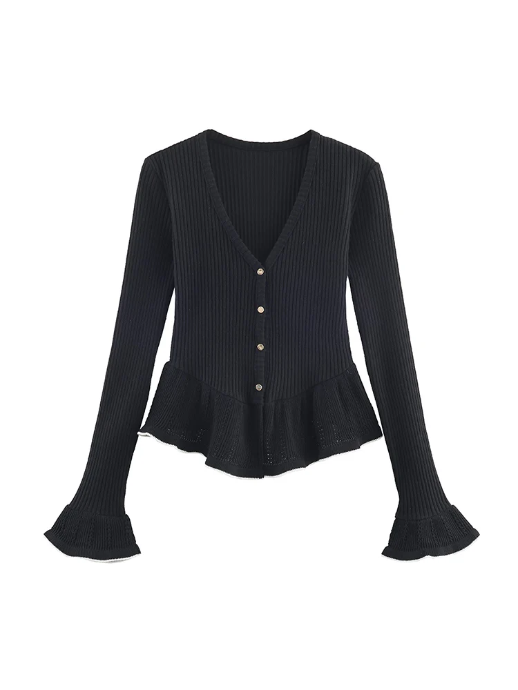 خريف جديد إمرأة عادية سترة الصلبة مضيئة كم التخسيس زر حتى محبوك معاطف المرأة ريترو محبوك سترة الشارع الشهير