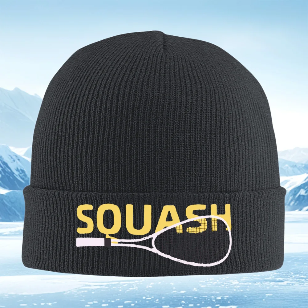 

Спортивная ракетка для сквоша на черном фоне для мужчин и женщин, вязаная шапка унисекс, шапка-пуловер, зимняя теплая теплая рождественская уличная шапка