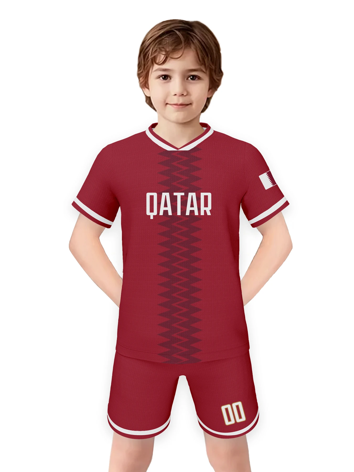 

Индивидуальный детский футбольный комплект для Катара с именем и номером, дышащая тренировочная форма национальной сборной